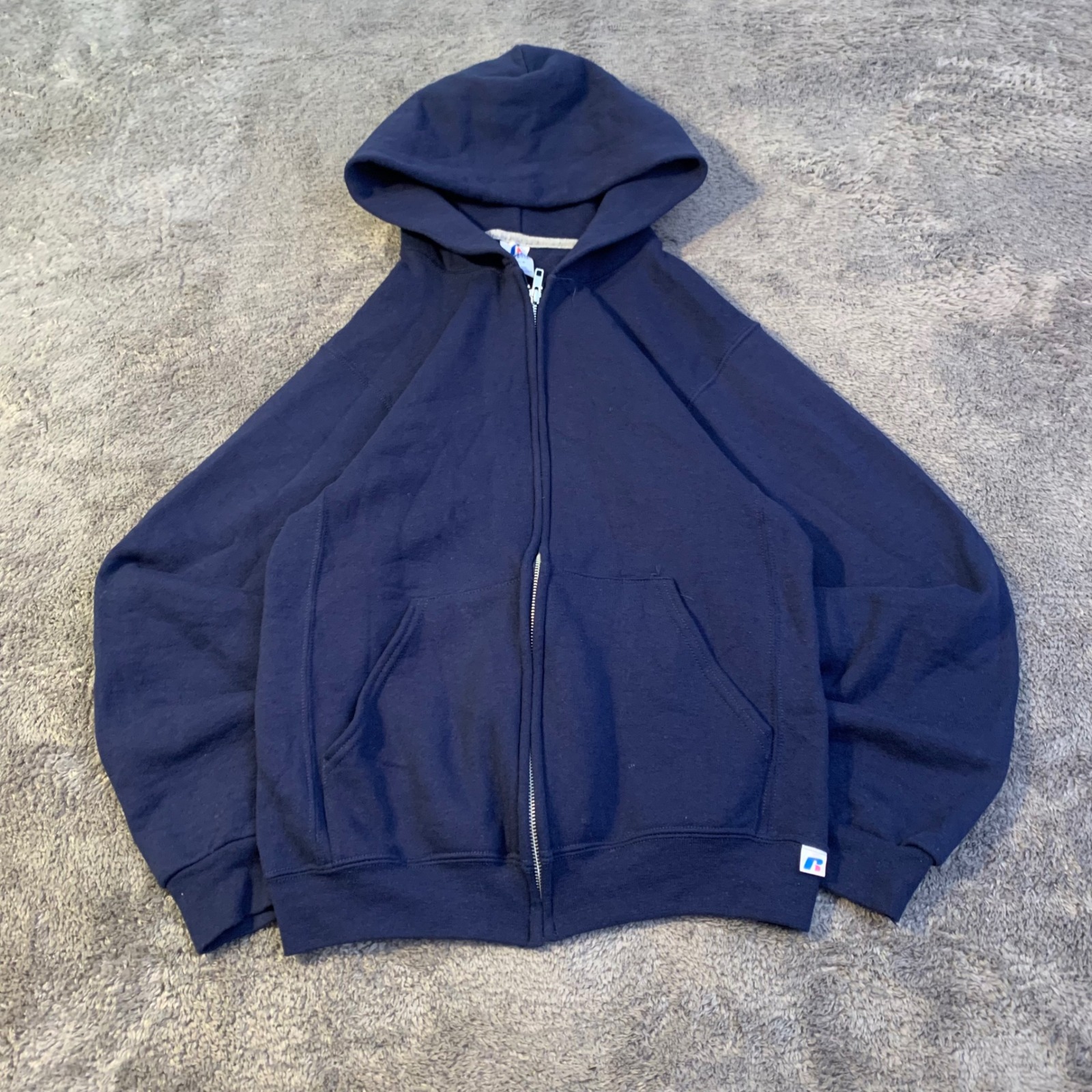 Russell Athletic Mens Navy Blue Full Zip Fleece Hoodie Sweatshirt Size Small